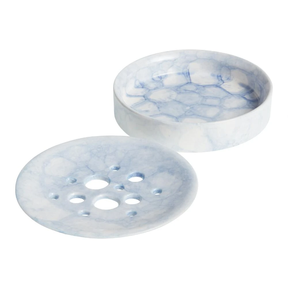 World Market Blue And White Bubble Glaze Soap Dish - Image 2