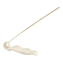 World Market Matte White Ceramic Wave Incense Holder