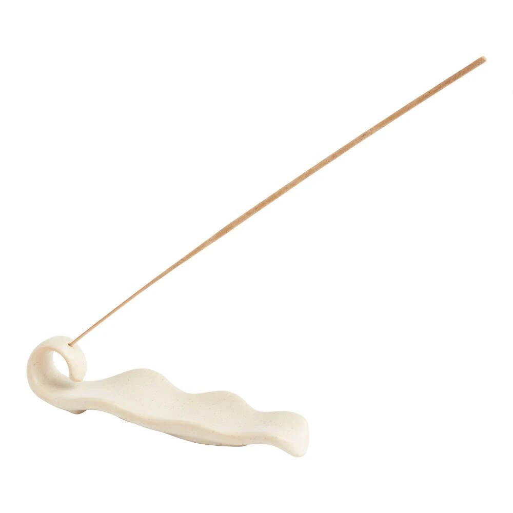 World Market Matte White Ceramic Wave Incense Holder