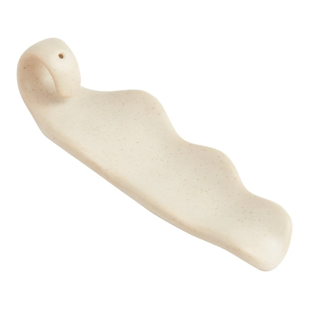 World Market Matte White Ceramic Wave Incense Holder - Image 2