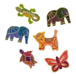World Market Handcrafted Wood Animal Magnets Set of 6