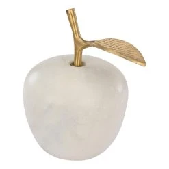 World Market White Marble and Gold Apple Decor