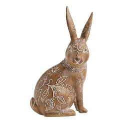 World Market Etched Floral Standing Bunny Decor