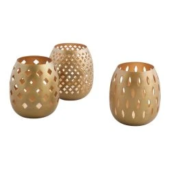 World Market Gold Pierced Tealight Candle Holder Set Of 3