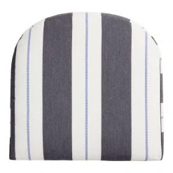 World Market Sunbrella Navy Stripe Gusseted Outdoor Chair Cushion