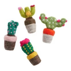 World Market Mini Felted Wool Cactus Decor Set of 4