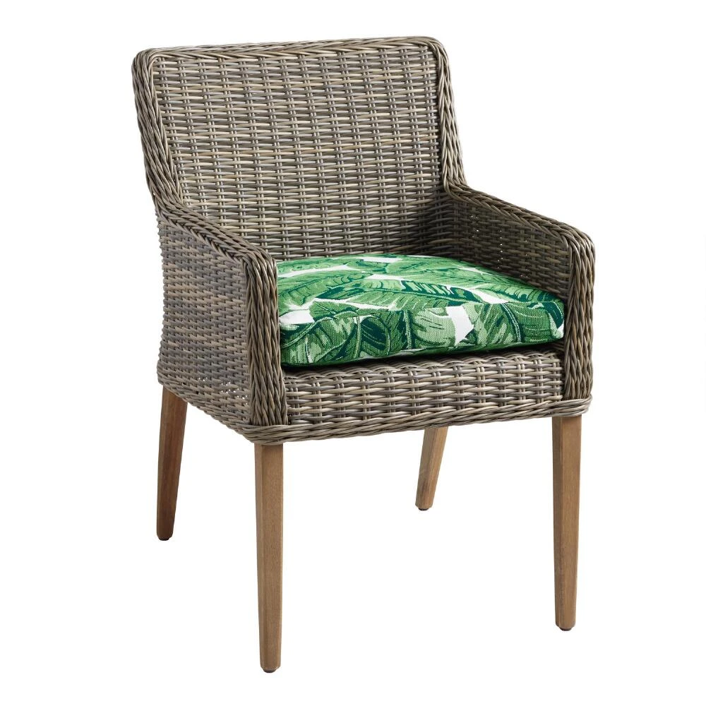 World Market Sunbrella Tropical Leaf Gusseted Outdoor Chair Cushion - Image 4