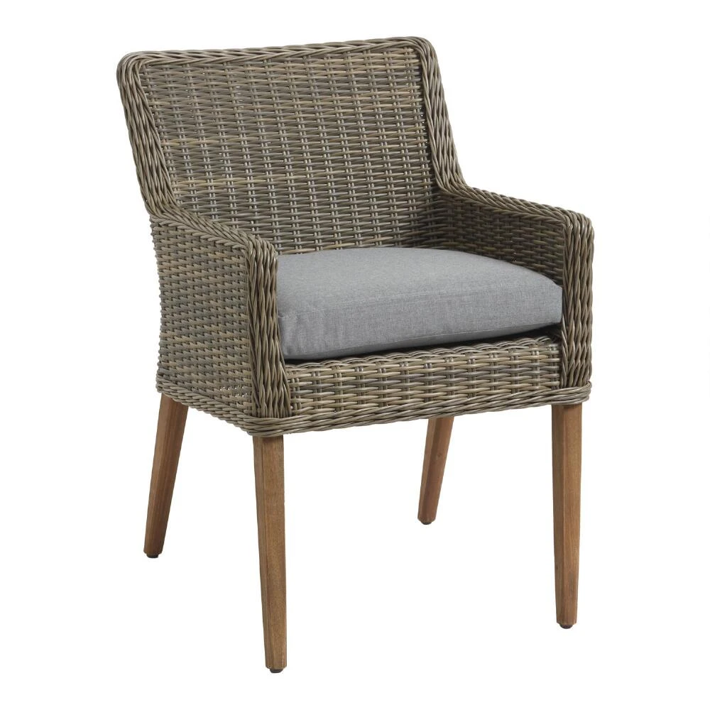 World Market Sunbrella Slate Gray Cast Gusseted Outdoor Chair Cushion - Image 4