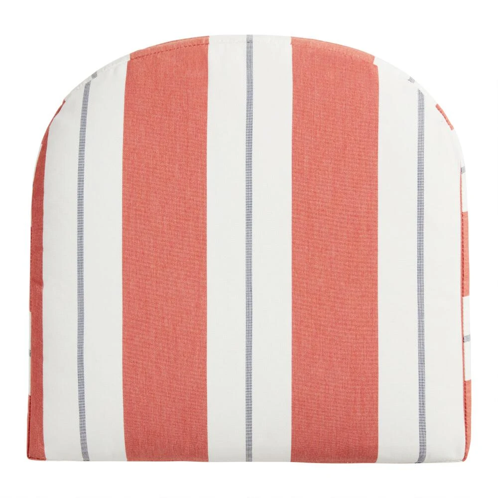 World Market Sunbrella Persimmon Stripe Gusseted Outdoor Chair Cushion