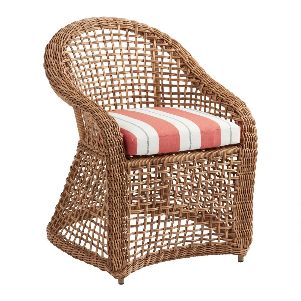 World Market Sunbrella Persimmon Stripe Gusseted Outdoor Chair Cushion - Image 4