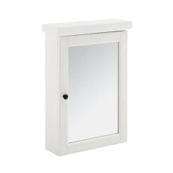 World Market Delmar White Wood Bathroom Wall Cabinet with Mirror