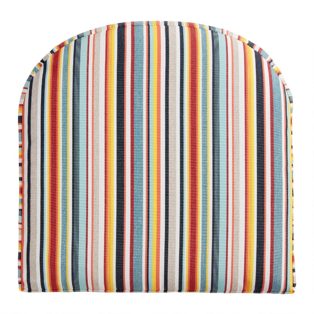 World Market Sunbrella Multicolor Stripe Gusseted Outdoor Chair Cushion