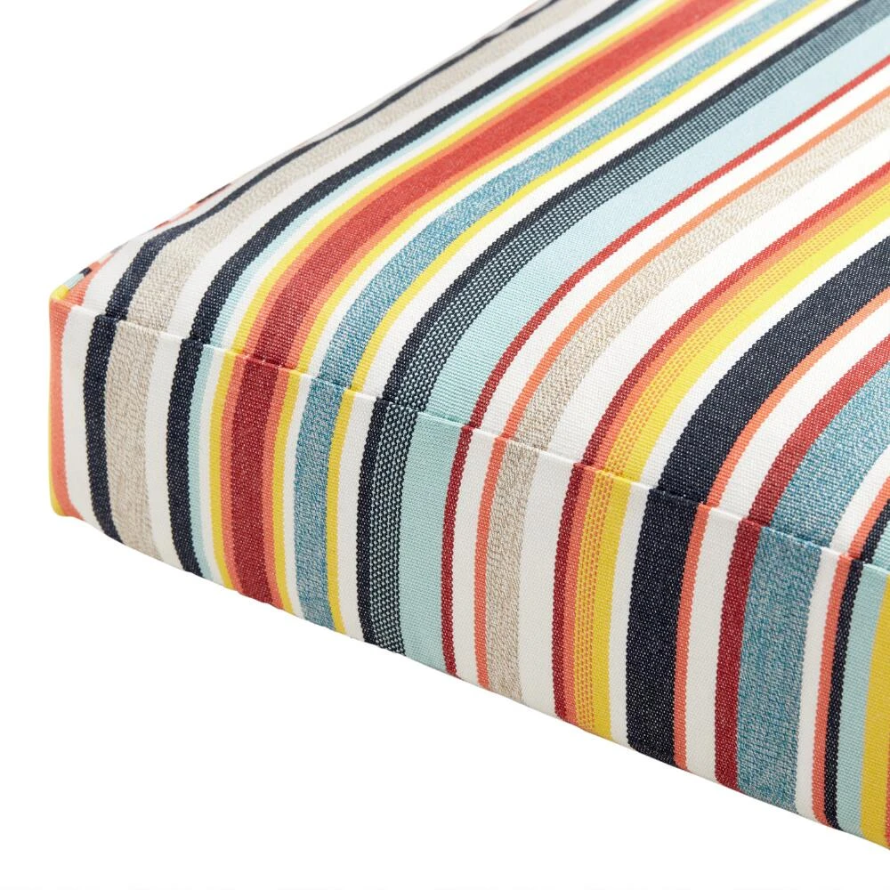 World Market Sunbrella Multicolor Stripe Gusseted Outdoor Chair Cushion - Image 2