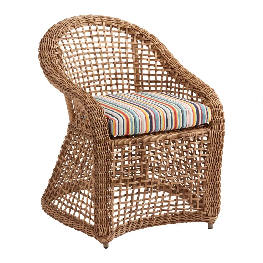 World Market Sunbrella Multicolor Stripe Gusseted Outdoor Chair Cushion - Image 4
