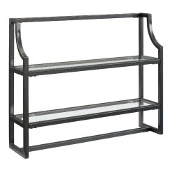 World Market Milayan Bronze Metal and Glass Bathroom Wall Shelf