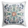 World Market Amalfi Medallion Ivory and Blue Indoor Outdoor Throw Pillow