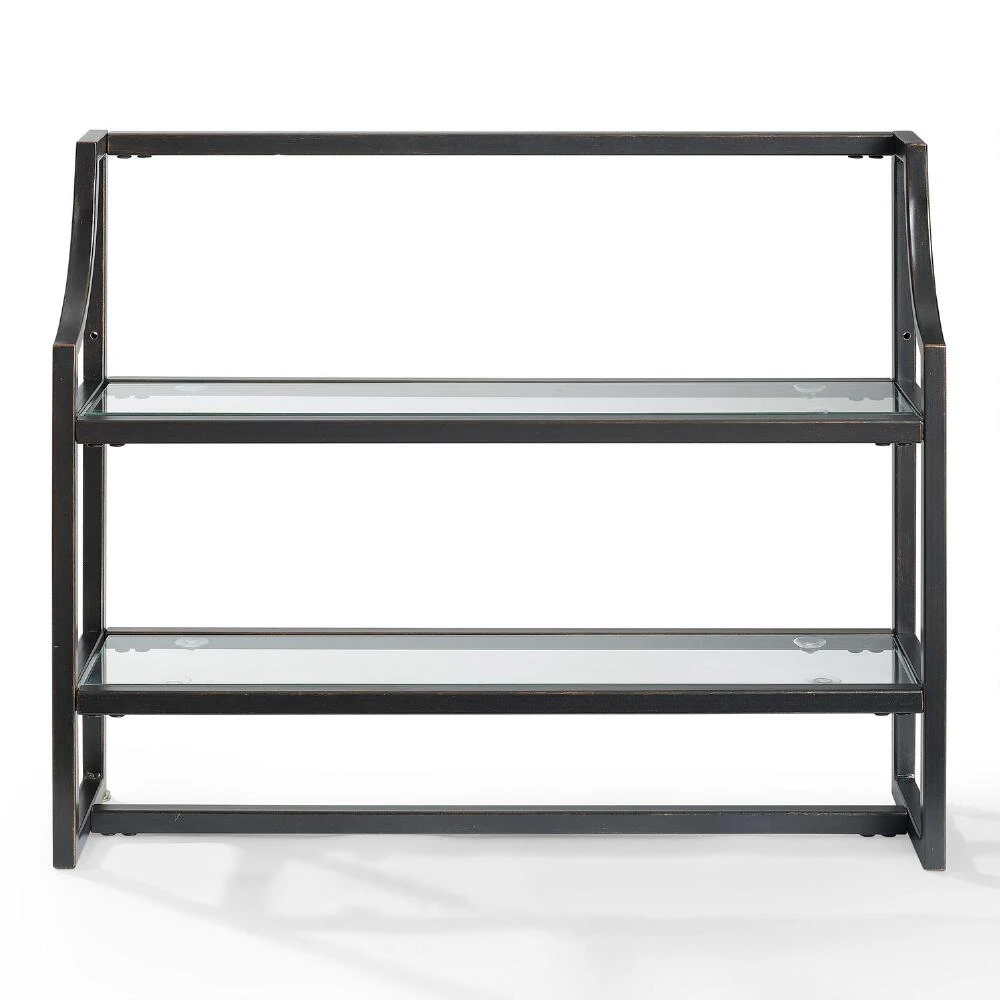 World Market Milayan Bronze Metal and Glass Bathroom Wall Shelf - Image 2