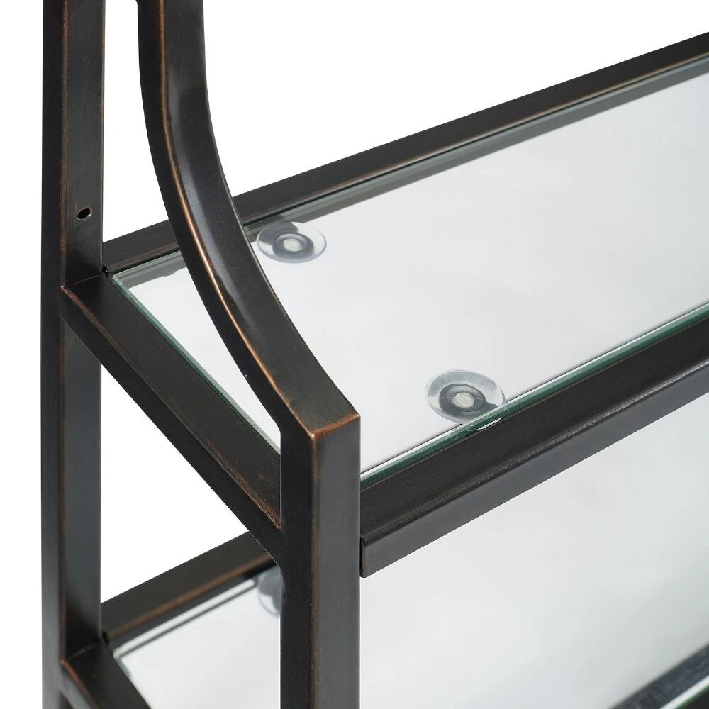 World Market Milayan Bronze Metal and Glass Bathroom Wall Shelf - Image 3