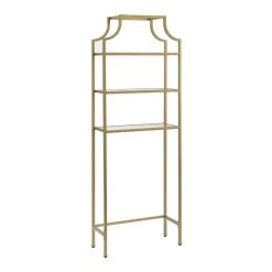 World Market Milayan Gold Metal and Glass Bathroom Space Saver Shelf
