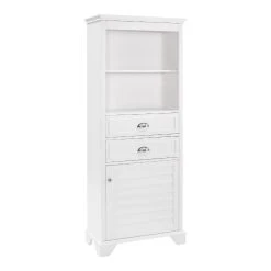 World Market White Wood Maryella Tall Bathroom Cabinet