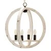 World Market Shelton Distressed White Wood Orb 4 Light Pendant Lamp