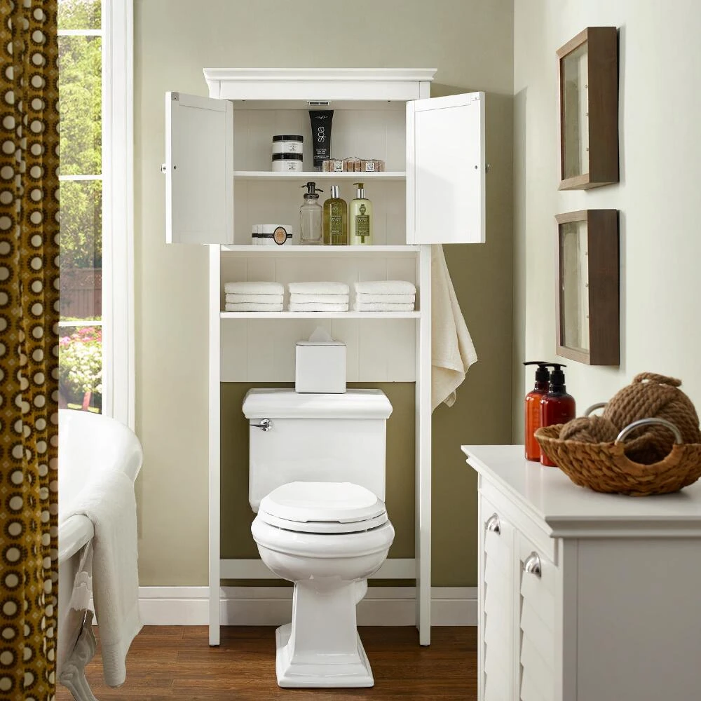 World Market White Wood Maryella Bathroom Space Saver Cabinet - Image 5