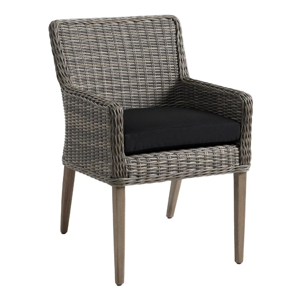 World Market Sunbrella Black Canvas Gusseted Outdoor Chair Cushion - Image 4