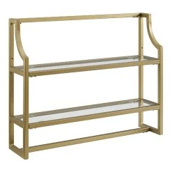 World Market Milayan Gold Metal and Glass Bathroom Wall Shelf