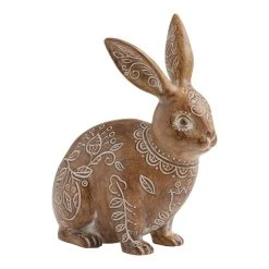 World Market Etched Floral Sitting Bunny Decor