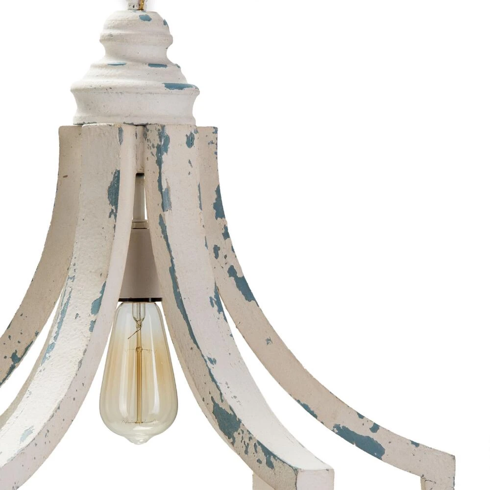 World Market Shelby Distressed White Wood Teardrop Pendant Lamp - Image 4