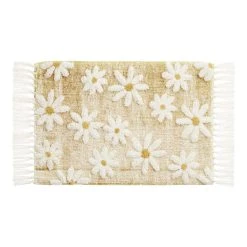World Market Yellow And White Daisy Tufted Tassel Bath Mat