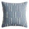 World Market Light Blue and Ivory Fringe Line Throw Pillow