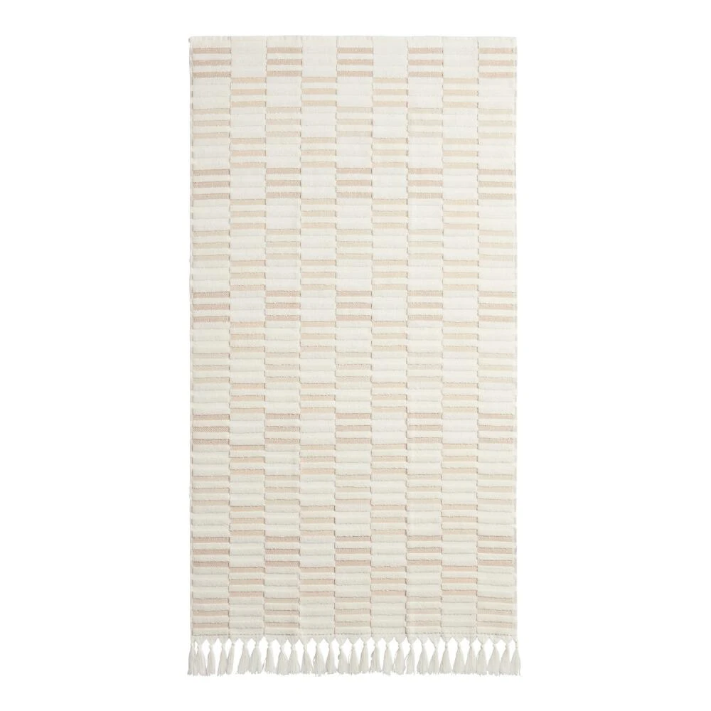 World Market Sloan Tan And Ivory Striped Sculpted Bath Towel - Image 2