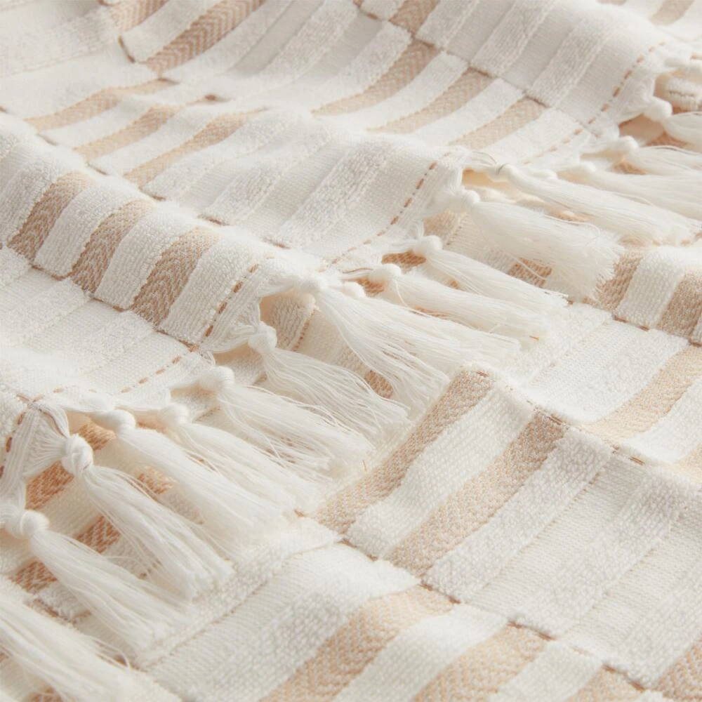 World Market Sloan Tan And Ivory Striped Sculpted Bath Towel - Image 3