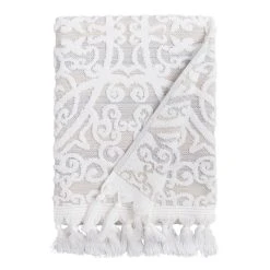 World Market Scarlett Taupe Sculpted Medallion Bath Towel