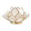 World Market White Capiz Lotus Tealight Candle Holder