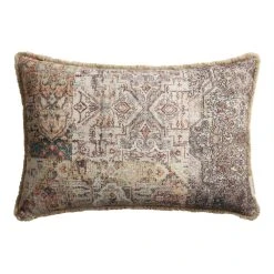 World Market Oversized Pink Multicolor Carpet Print Lumbar Pillow