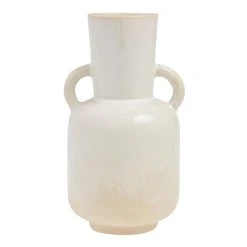 World Market Ivory Pearlescent Reactive Glaze Olivia Funnel Vase