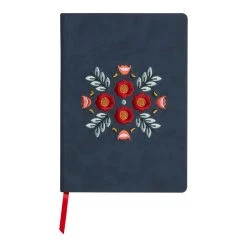 World Market Denik Indigo Blue Embroidered Floral Journal