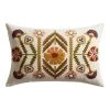 World Market Embroidered Autumn Floral Lumbar Pillow