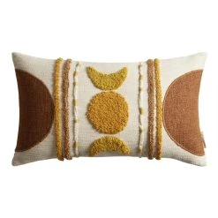 World Market Ivory and Gold Tufted Celestial Lumbar Pillow