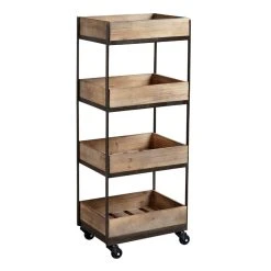 World Market Gavin Wood 4 Tier Rolling Cart