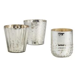 World Market Silver Mercury Glass Votive Candle Holder Set Of 3