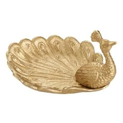 World Market Antique Gold Peacock Trinket Dish