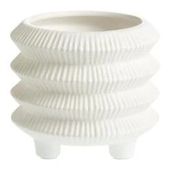 World Market White Lantern Ceramic Footed Planter