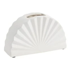 World Market Matte White Fan Ceramic Vase
