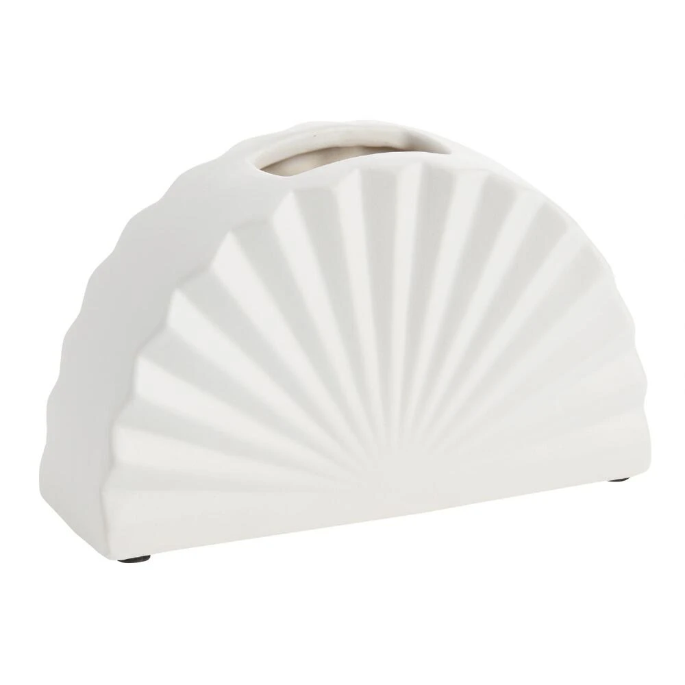 World Market Matte White Fan Ceramic Vase