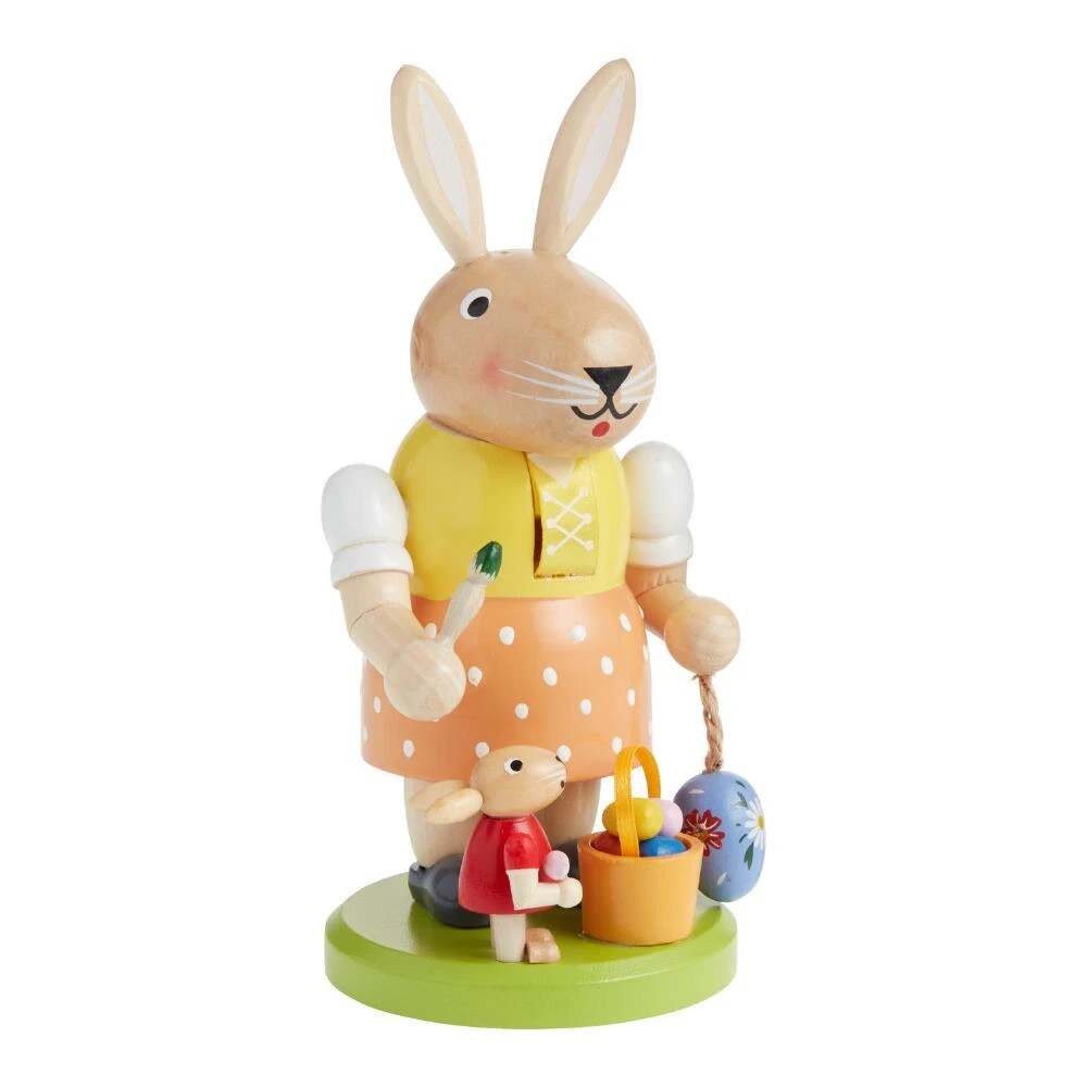 World Market Wooden Easter Bunny Painter Nutcracker Decor - Image 2