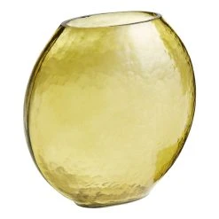 World Market Olive Green Hammered Blown Glass Vase