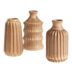 World Market Mini Brown Reactive Glaze Ceramic Bud Vases Set Of 3